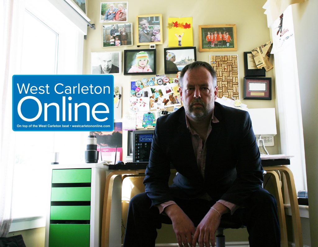 West Carleton Online publisher Jake Davies in his office. Photo by Jake Davies