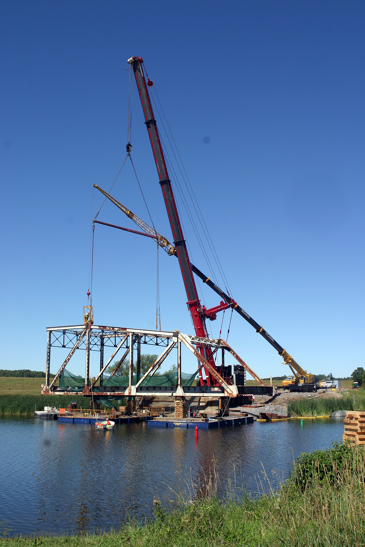 Two large cranes were used in the process including one with a counter-balance of 500 tonnes. Photo by Jake Davies