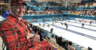Multi-Paralympic medal winning para ice hockey player Todd Nicholson does his best Don Cherry impression at last year's Winter Paralympic Games. Photo submitted