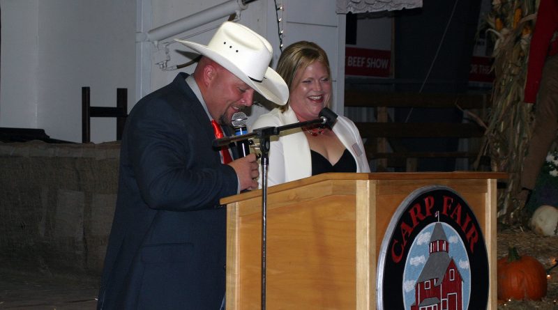 Carp Fair President of Agriculture Chad Findlay and President of Homecraft Lisa Belton get emotional sharing their thoughts on the 155th edition of the Carp Fair. Photo by Jake Davies