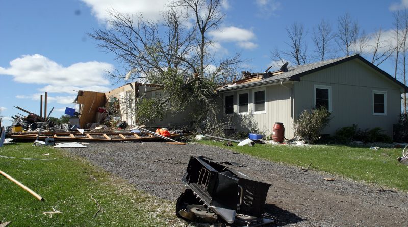 Jason Nicholson's home was the first victim of Friday's tornado. Photo by Jake Davies