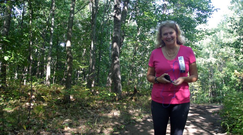 MP Karen McCrimmon takes the five-kilometre forest trail during Sunday's Terry Fox Run. Photo by Jake Davies