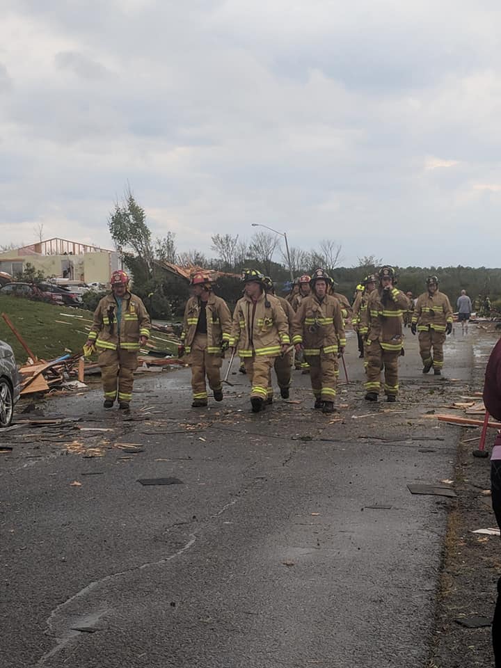 First resonders survey damage following today's (Sept. 21) tornado. Photo by Nicole Novotny