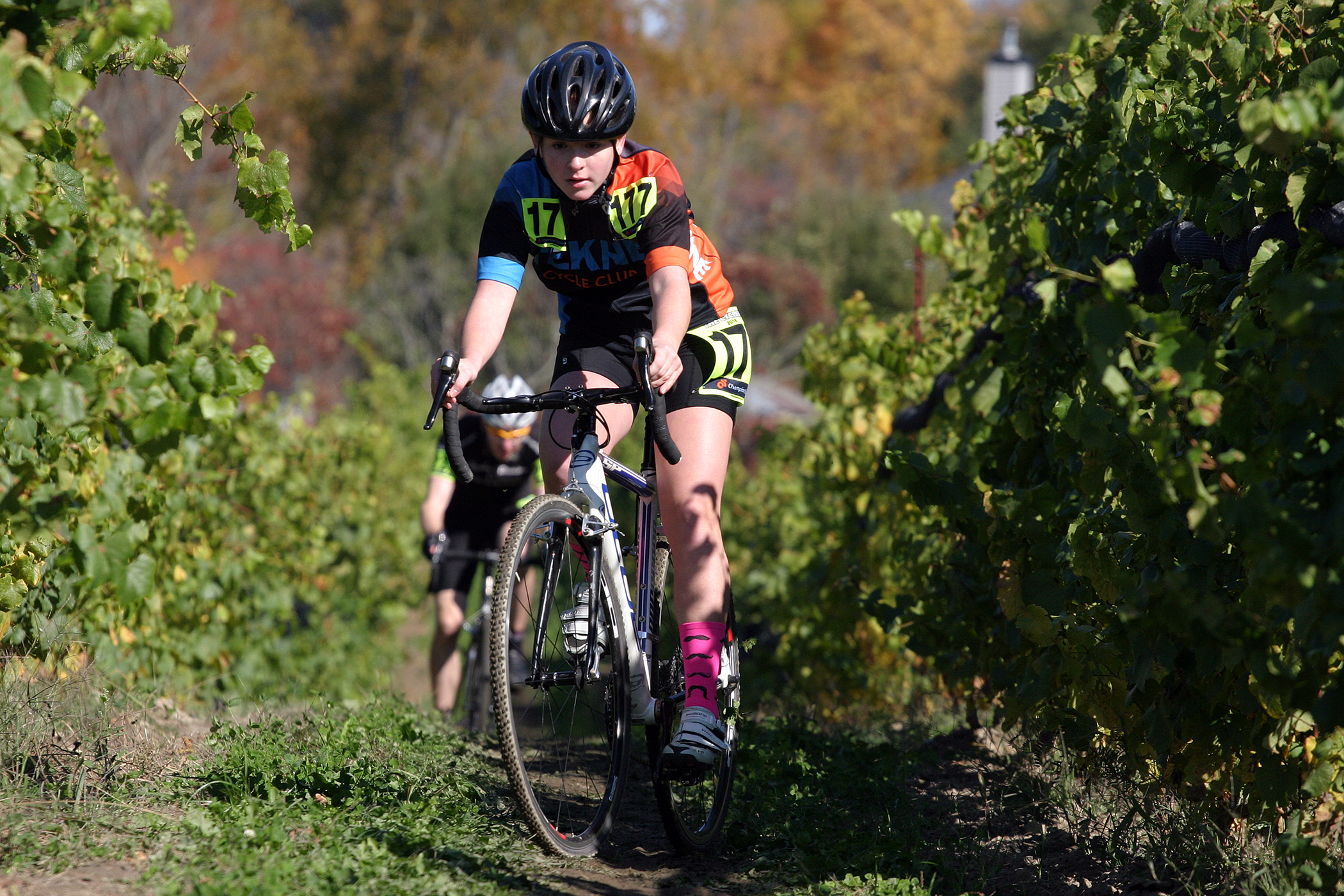 Ottawa's Sara-Ann Kelly competes in last Sunday's cyclocross race held at KIN Vineyard. Photo by Jake Davies