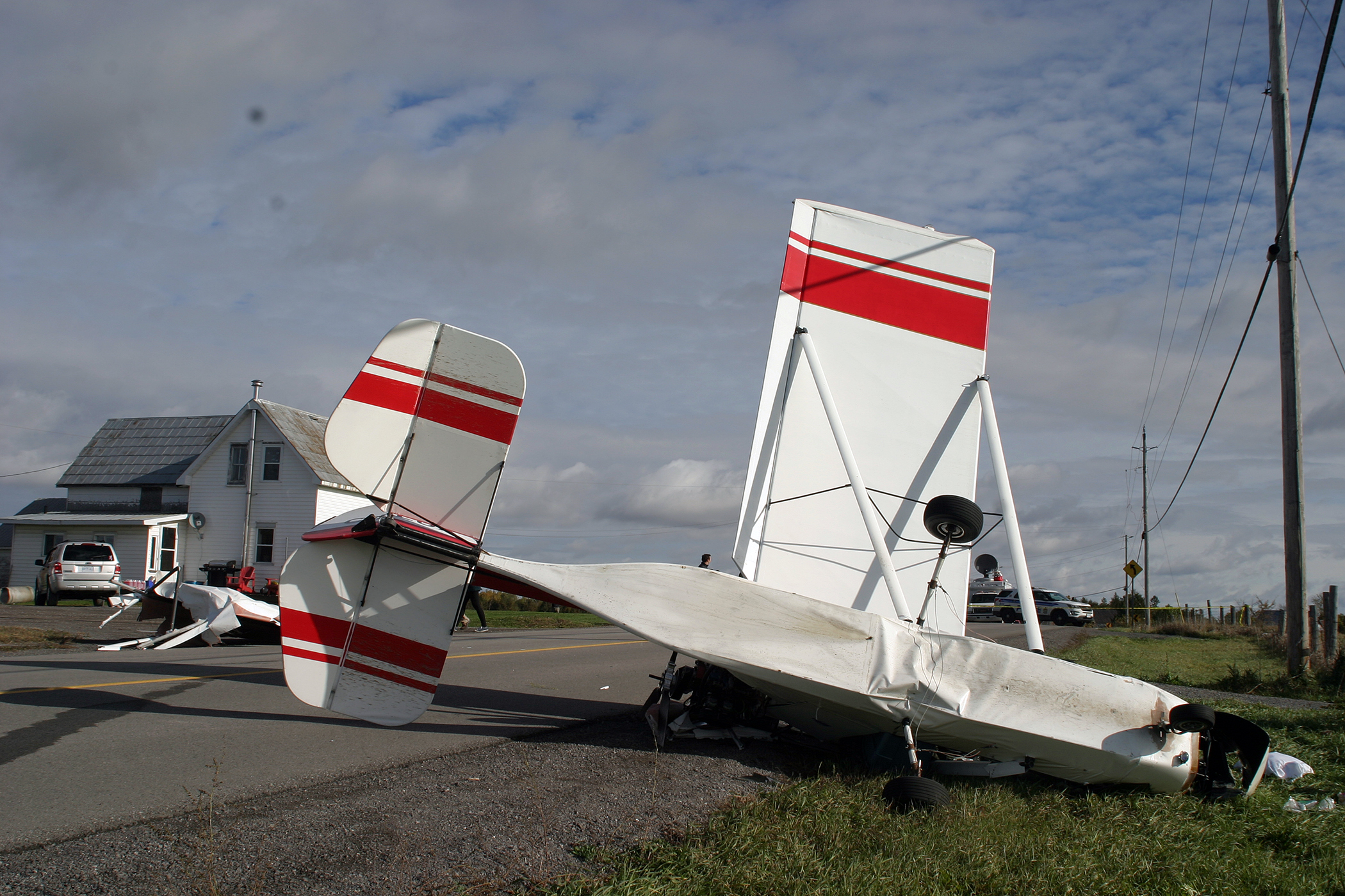 A small, single-seat plane crashed on Old Almonte Road this morning near Corkery. Photo by Jake Davies