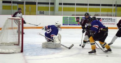 Wolves goalie Nick MacIsaac battles hard to help earn a 4-4 tie against St. FX on Oct. 24. Photo by Jake Davies