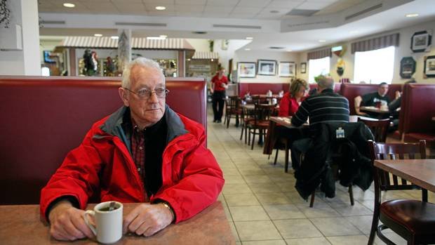 Jack Cameron has a coffee at The Antrim Truck Stop. Photo courtesy Boyce Funeral Home