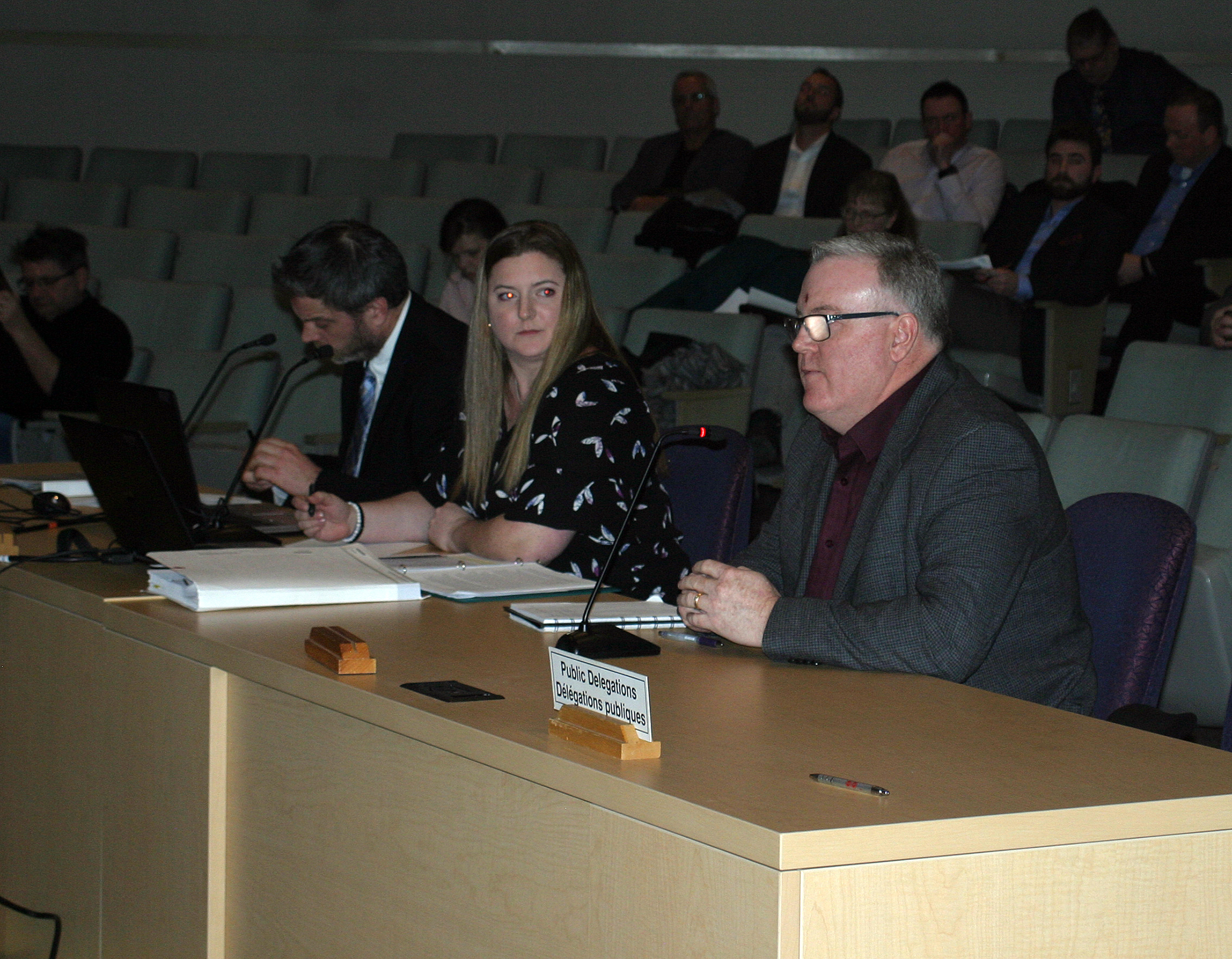 Cavanagh Construction's land development manager Chris Collins was the lone delegation for the proponent. Photo by Jake Davies