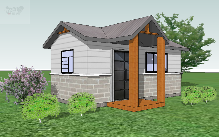 An artist rendition of the exterior of a 250-sq.-foot Homble Creek Home