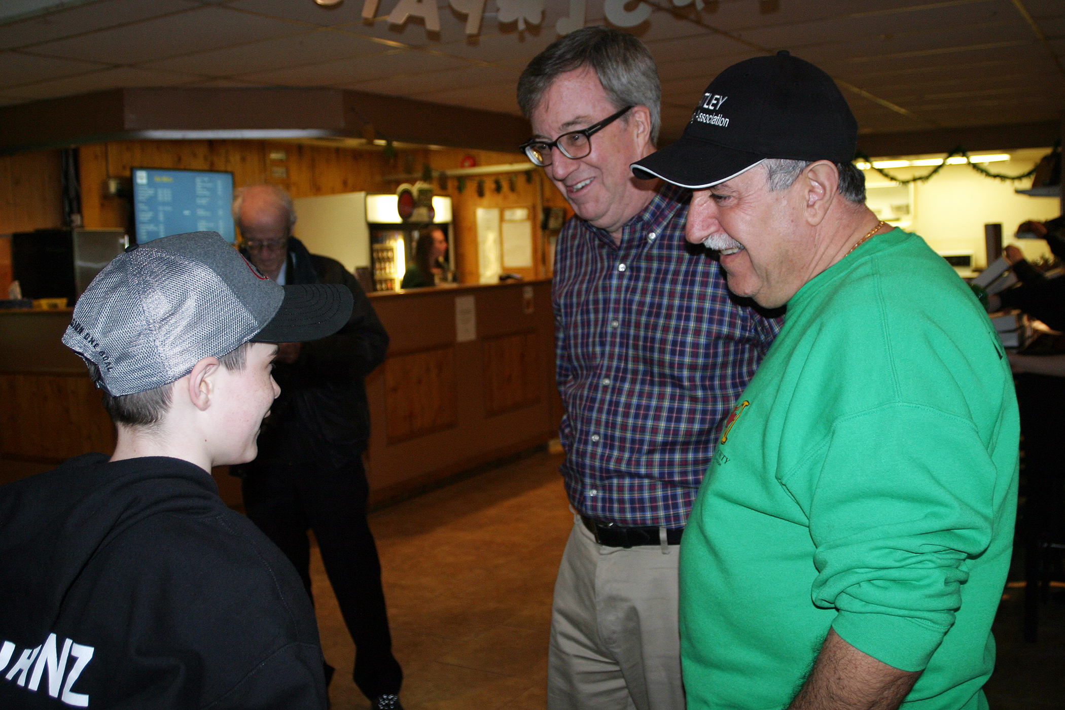 Warrior Frank Janz talks with Mayor Jim Watson and Coun. Eli El-Chantiry. Photo by Jake Davies