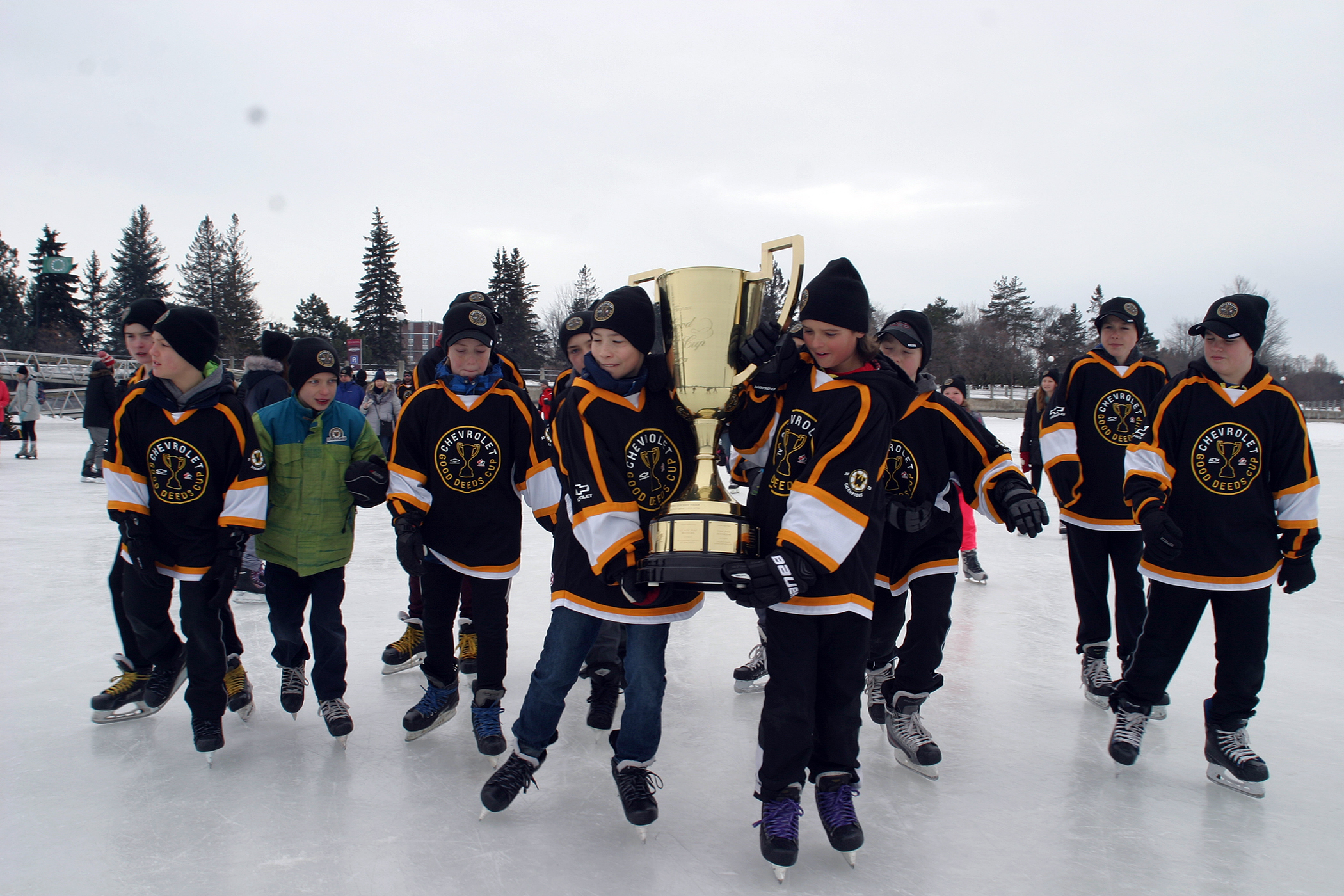 The team takes the cup for a skate. Photo by Jake Davies