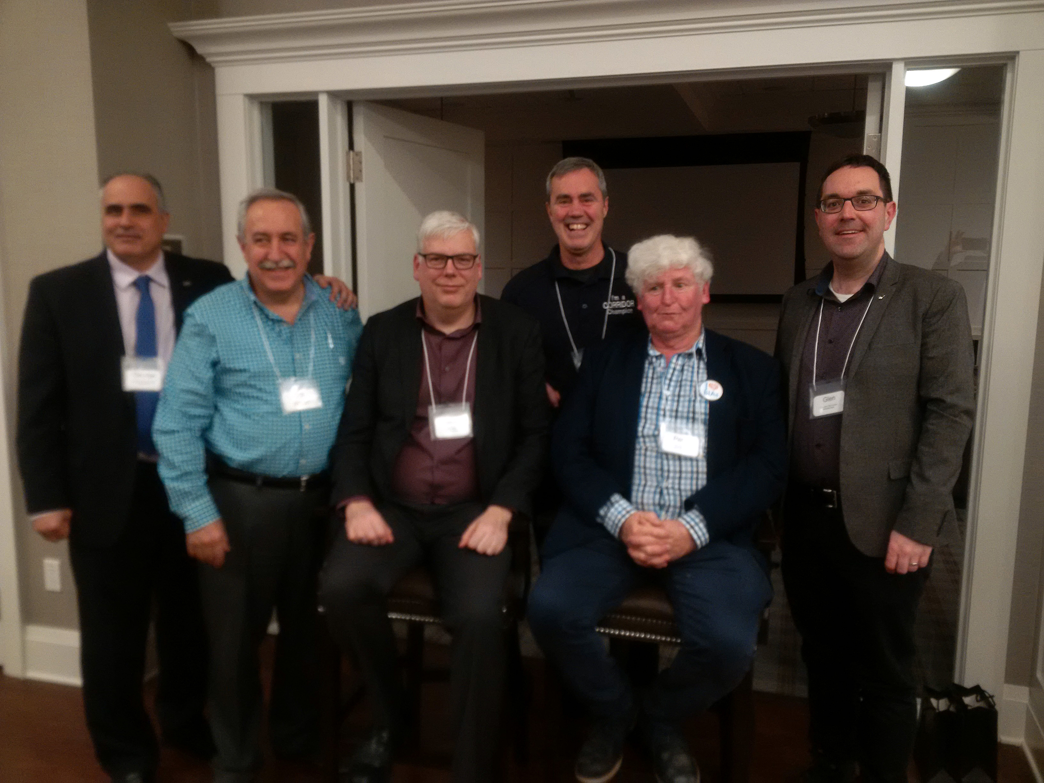 From left, Coun. George Darouze, Coun. Eli El-Chantiry, Steve Willis, Roddy Bolivar, Peter Kenyon and Coun. Glen Gower. Courtesy CRCBIA