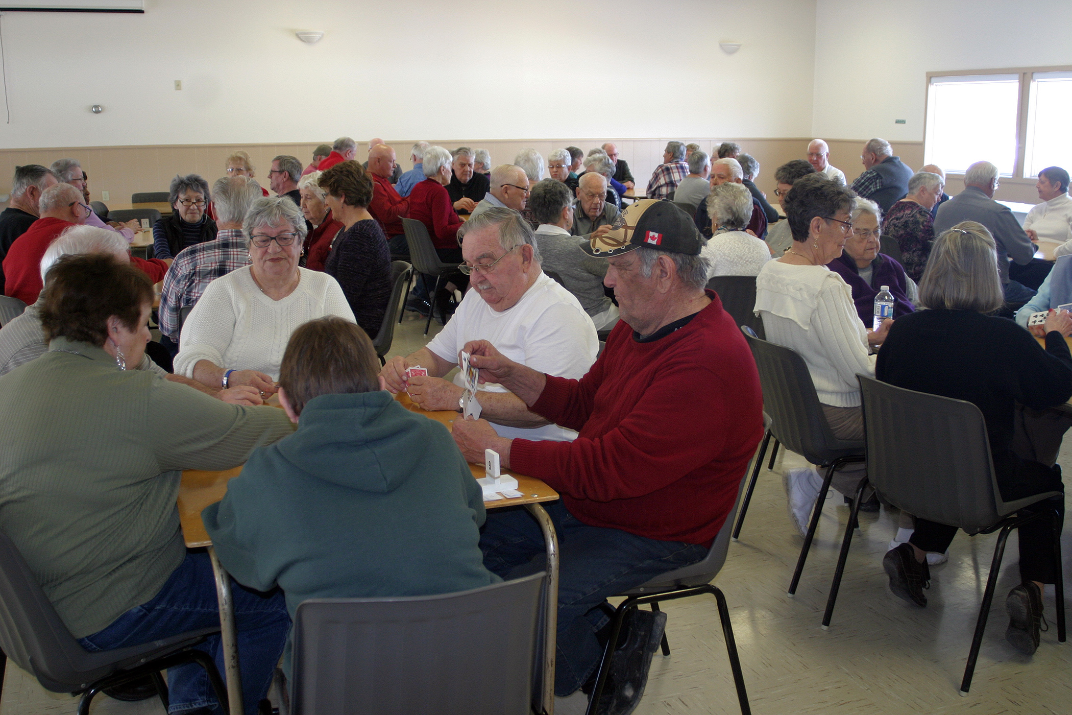 It was a full house at Kinburn's first six-handed euchre of April. Photo by Jake Davies
