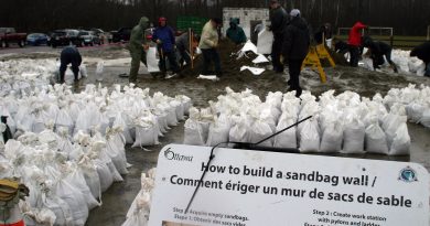 Volunteers helped fill more than 2,000 sandbags today as West Carleton residents prepare for the worst but hope for the best. Photo by Jake Davies