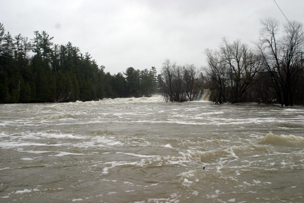 The water below the Galetta dam is high and moving fast today. Photo by Jake Davies