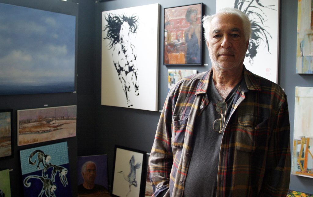 Artist Jeffery Sugarman in his workspace also known as the Dunrobin Art Gallery. Photo by Jake Davies