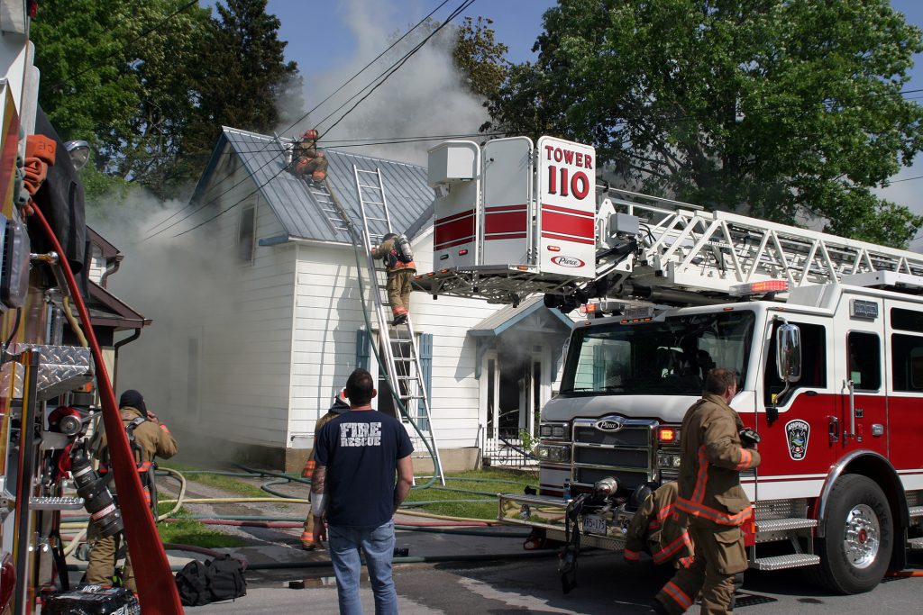 The Arnprior Fire Department deployed its new ladder truck but did use the ladder during the battle. Photo by Jake Davies