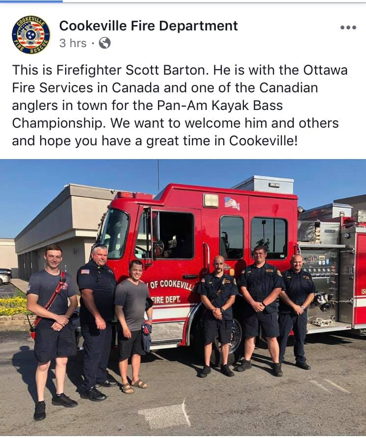 Cookeville fire Chief Daryl Blair and the crew came out to say hello to fellow firefighter Scott Barton. Courtesy  Twitter