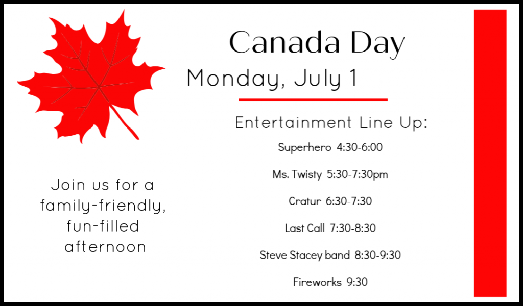 Canada Day listing.