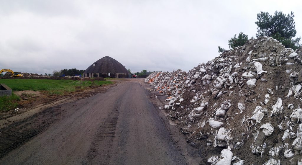 Tens of thousands of used sandbags are stored at a city facility near Woodlawn. Photo by Jake Davies