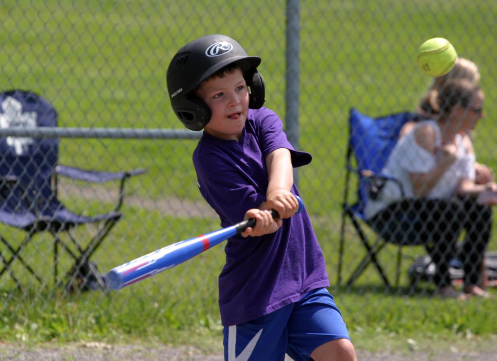 Fitzroy Harbour DangerFish's Bradley Hanna, 6, swings for the fences during WCSA Championship Day action. Photo by Jake Davies﻿