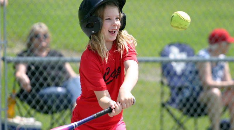 Carp RedBlack's Kenzie Kemp, 7, gets a hit with a smile on her face during WCSA Championship Day action June 22. The WCSA made the tough decision to cancel the 2020 house league season, Photo by Jake Davies