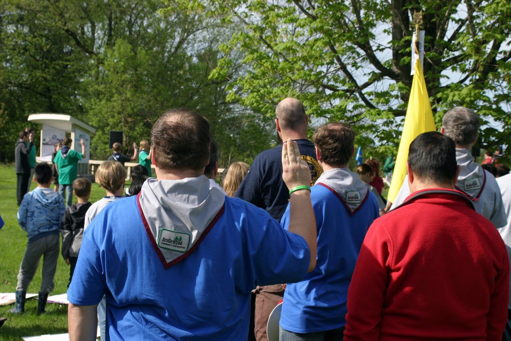 The opening ceremonies kicked off the massive Camporee in Fitzroy Provincial Park. Photo by Jake Davies
