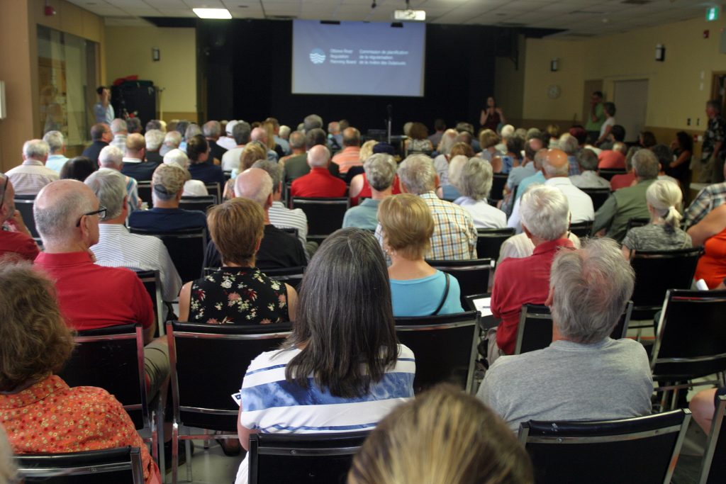 Despite not believing what they were hearing, the 150-some in attendance listened respectfully to presentations by the MVCA and ORRPB secretariat. Photo by Jake Davies