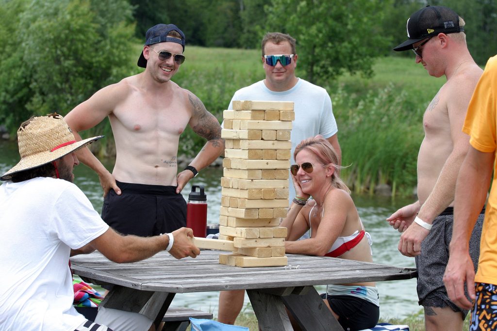 There were things for land-lubbers to do as well, as spectators could take part in a giant Jenga competition. Photo by Jake Davies