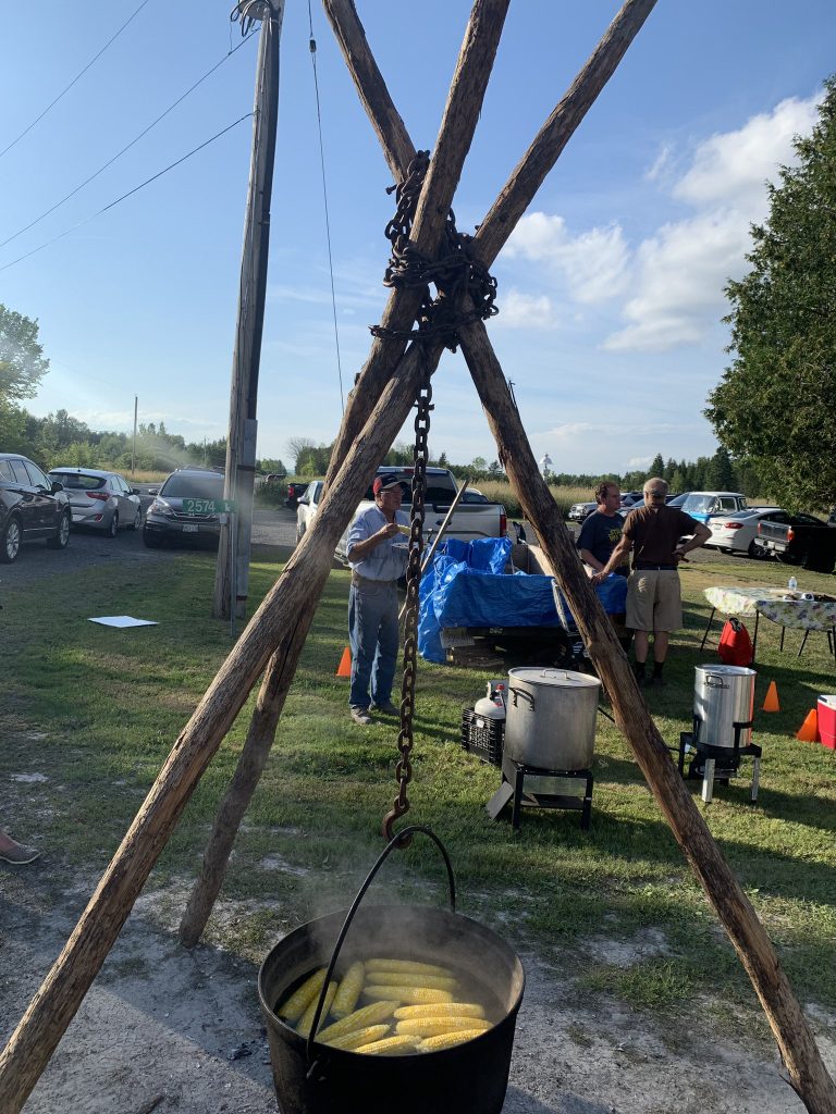 This tripod supporting the corn boil is estimated to be nearly 100 years old. Courtesy Coun. El-Chantiry