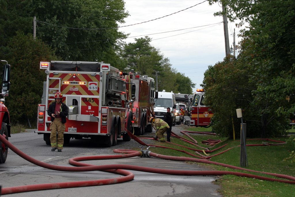 Around 45 firefighters from every West Carleton station responded to the Woodlawn blaze. Photo by Jake Davies