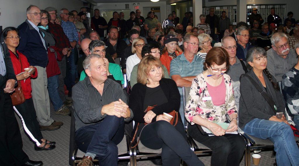 The Carp Mess Hall was filled to capacity for last night's Huntley Community Association All-Candidates Debate. Photo by Jake Davies