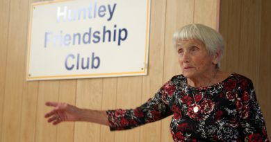 Huntley Friendship Club founder Fern Boyd, 93, talks about the history of the club at last week's meeting. Photo by Jake Davies