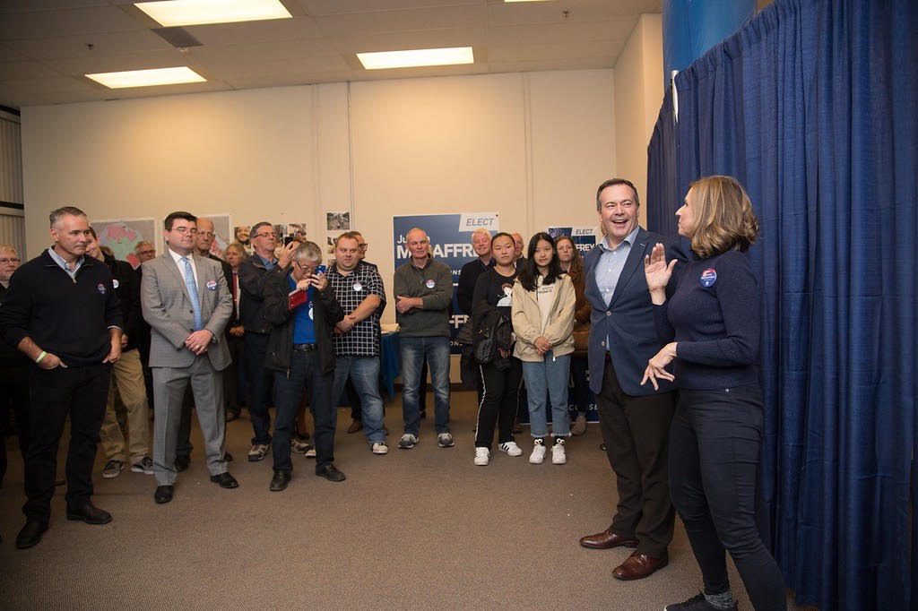 Alberta Premier drops by Conservative candidate Justina McCaffrey's campaign and goes door-knocking iwth the candidate.