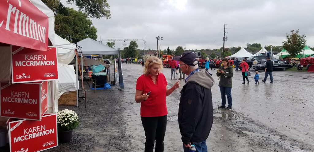 Liberal candidate Karen McCrimmon chatting to residents on Saturday, Sept. 28 at the Carp Fair.
