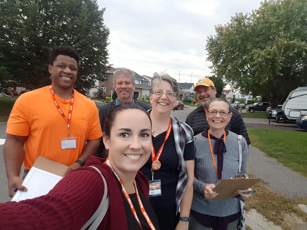 NDP candidate Melissa Coenraad out canvassing with some of her team members.