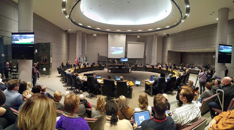 Mayor Jim Watson unveils the draft 2020 City of Ottawa budget to council during yesterday's meeting. Photo by Jake Davies