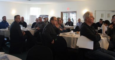 Around 40 CRCBIA business owners and landlords attened last week's AGM. Keynote speaker, the city's director or economic development sits at far left. Photo by Jake Davies