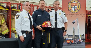 From left, Deputy Chief Todd Horricks, Capt. Luc Chauvin and District 6 Chief Bill Bell. Courtesy Laurie Chauvin