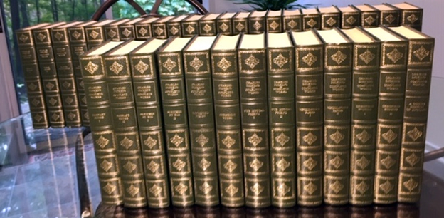 A photo of the Dickens' volumes for sale by the Friends of the Library at Carp. Courtesy the Friends of the Library at Carp