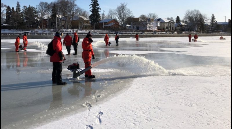 Rideau Canal skateway staff began work on the world's longest rink today. Courtesy NCC/Twitter
