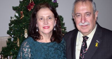 Maha and Councillor Eli El-Chantiry pose for a photo at their annual Christmas party last Friday. Photo by Jake Davies