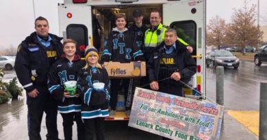 Lanark County paramedics pickied up about 6,000 lbs of donated food last weekend. Courtesy the LCPS