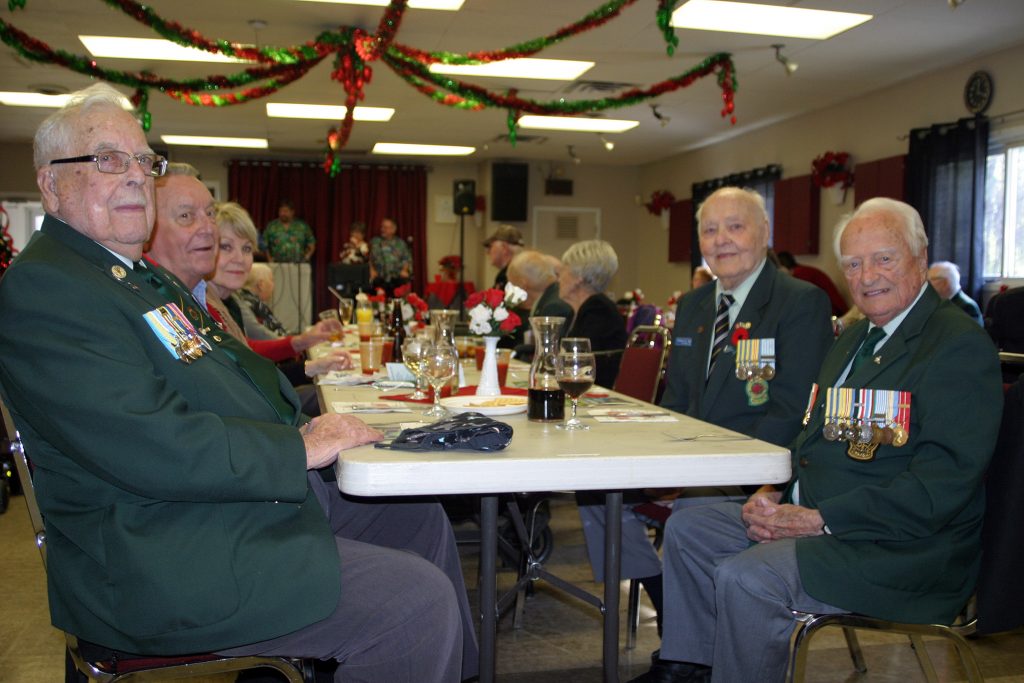 From left retired Master WO Joe Quinn, Col. Claude Charland and Ptv. Douglas Barber were guests of the Legion last Saturday. Photo by Jake Davies