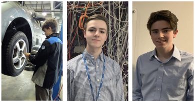 From left, WCSS Grade 12 co-op students Dillan Durant, Sean David and Nick Archambault. Courtesy WCSS