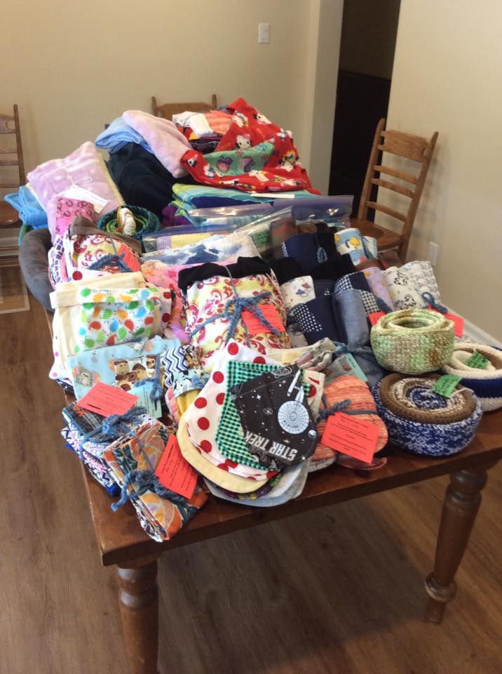 A table-top filled with donated items destined to help beleagured animals in Australia. Courtesy Jennifer Griffin