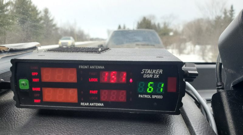 OPS Traffic Enforcement Const. Phil Kane snapped this photo of a stunt driver's speed nabbed on Dunrobin Road yesterday. Courtesy Phil Kane/Twitter