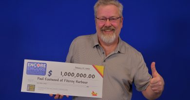 Fitzroy Harbour's Paul Eastwood says the million-dollar win will allow him to retire and play more music. Courtesy OLG