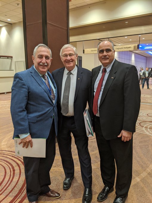 Minister of Agriculture, Food and Rural Affairs Ernie Hardeman (centre) poses with councillors Eli El-Chatiry and George Darouze on Jan. 21 at ROMA. Courtesy Eli El-Chantiry/Twitter