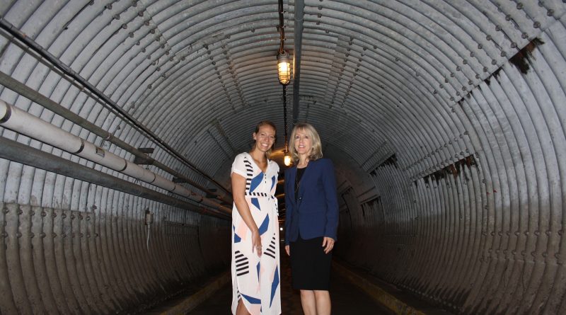MPP Dr. Merrilee Fullerton poses with Diefenbunker Museum executive director Christine McGuire in the museum's famous blast tunnel. Courtesy MPP Fullerton